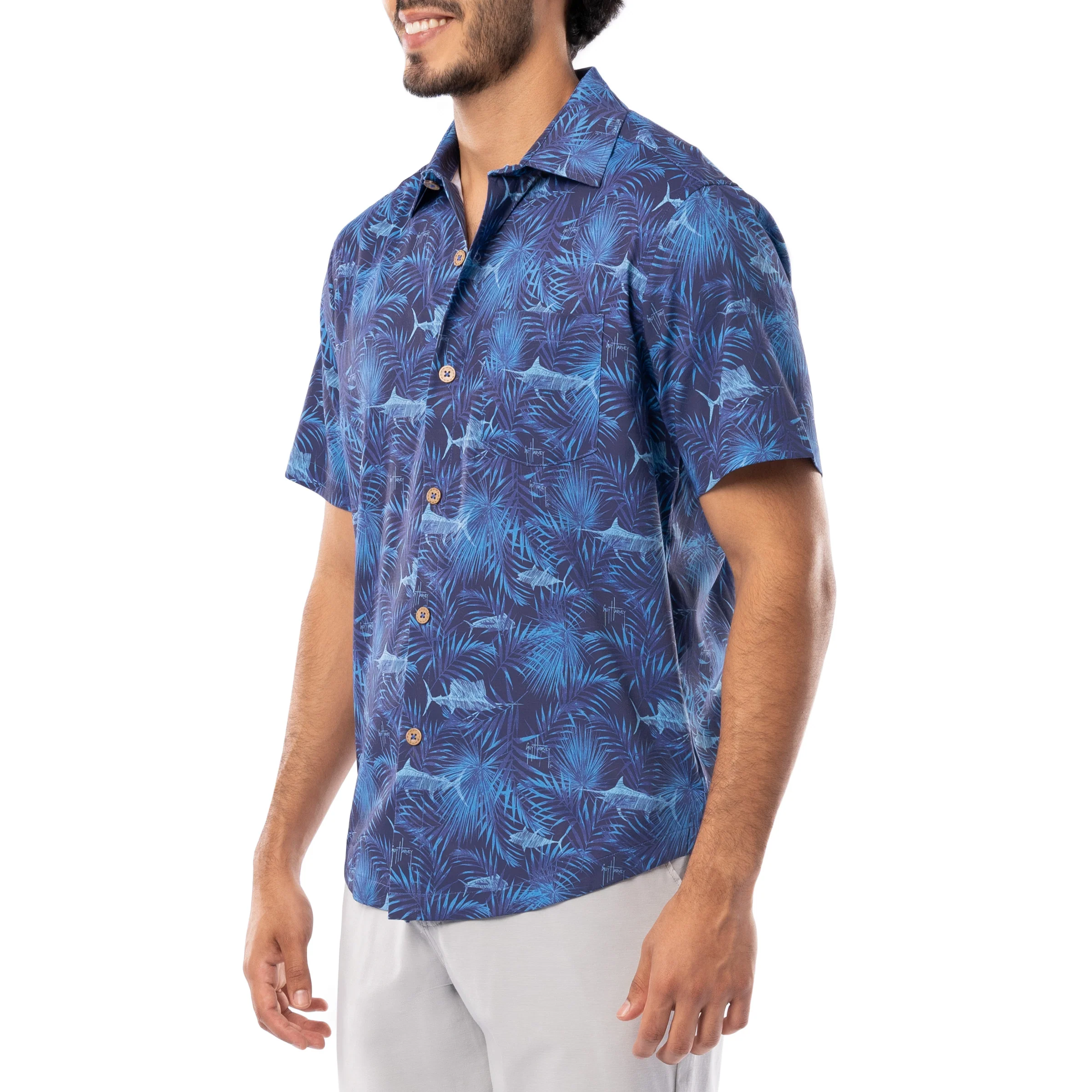 Men's Navy Incognito Printed Resort Shirt - Image 5