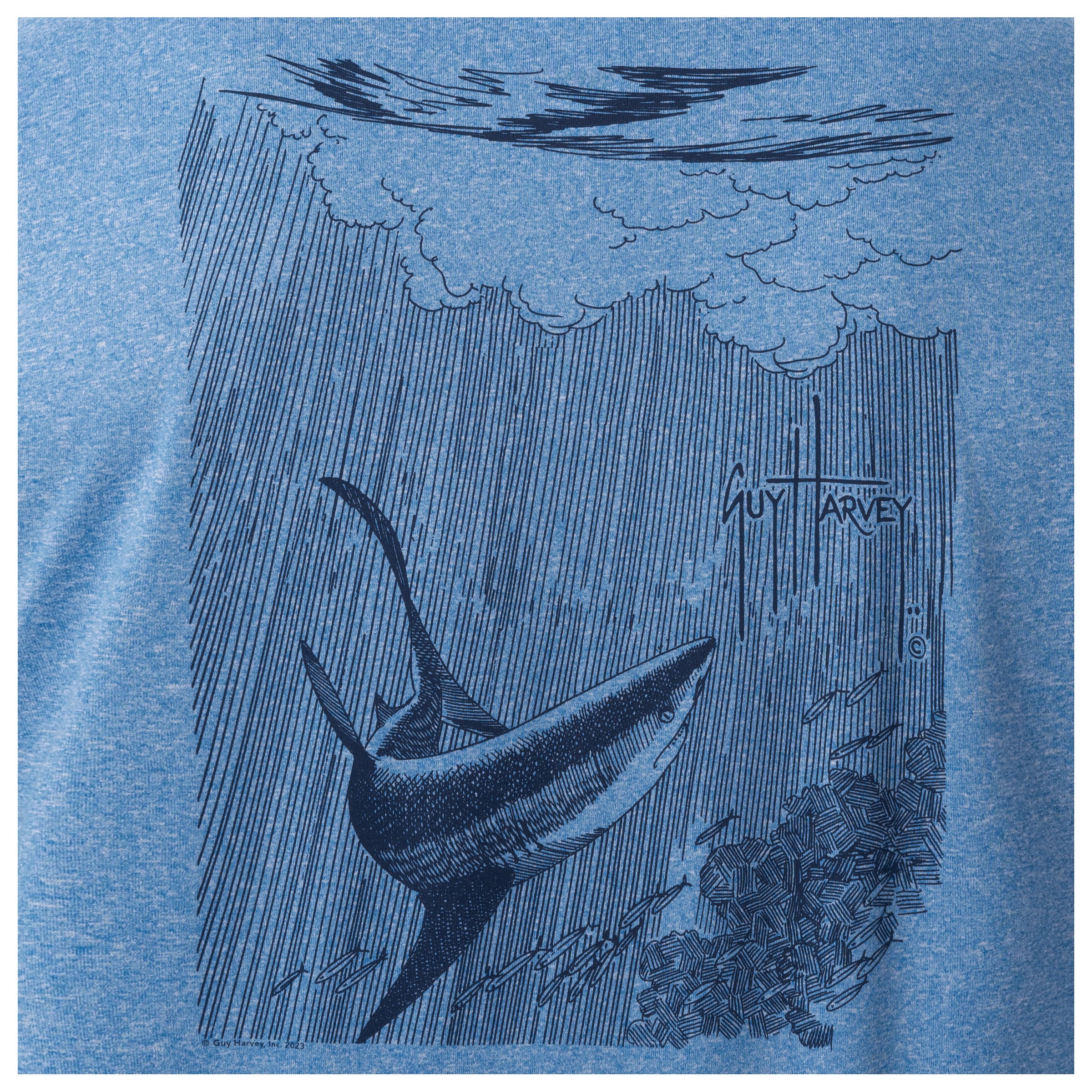 Men's Shark Sketch Long Sleeve Performance Hoodie - Image 3