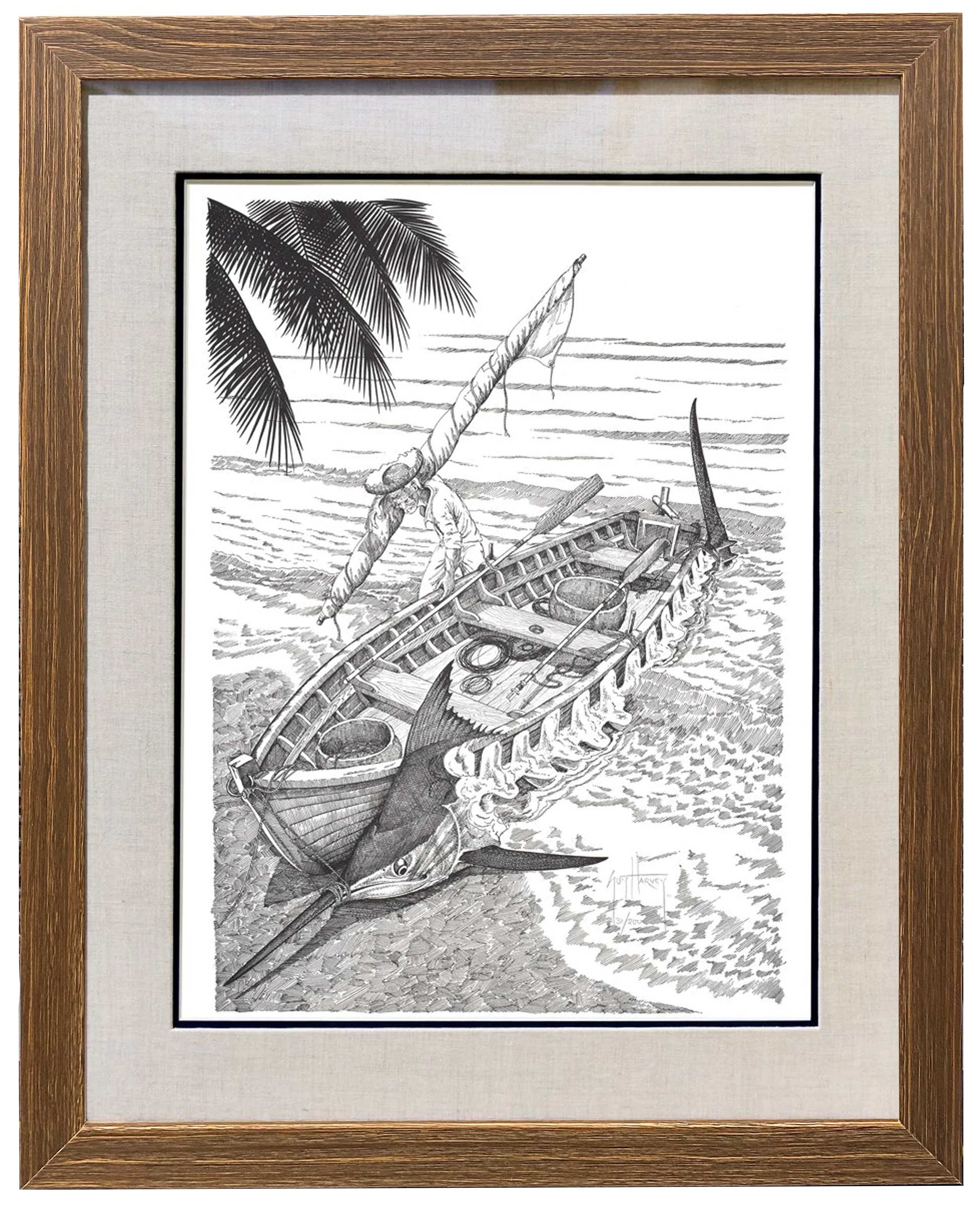 'OLD MAN' SET OF 8 BLACK AND WHITE FRAMED LITHOGRAPHS - Image 8