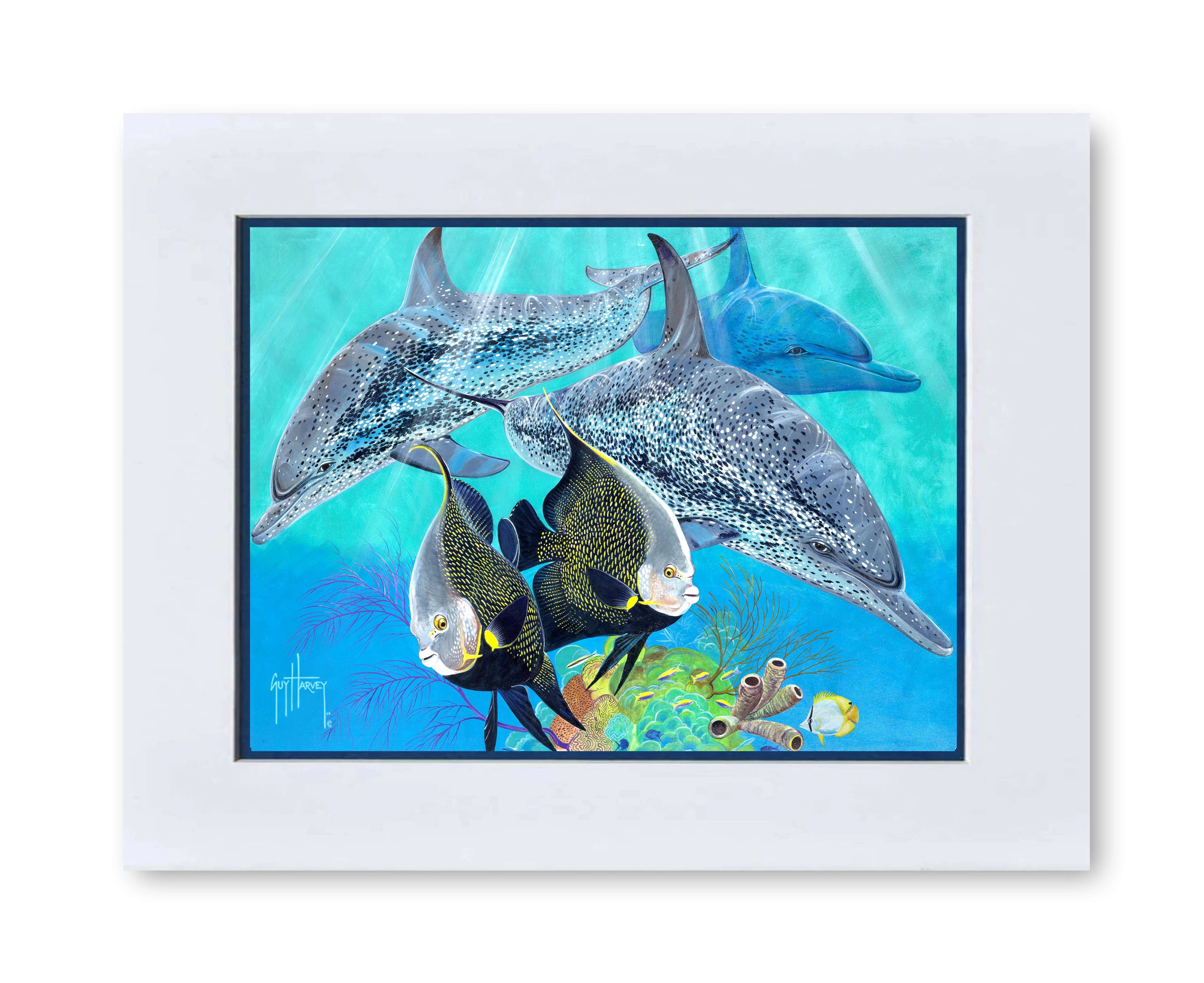 "Spotted Porpoise with French Angels" Mini Print - Image 2